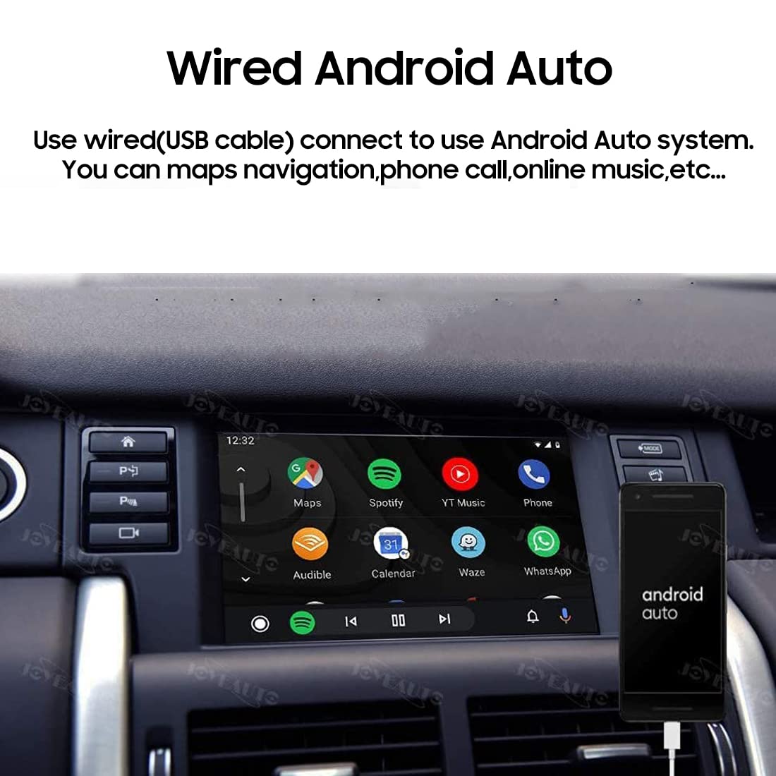 JOYEAUTO Wireless CarPlay & Android Auto Retrofit Kit for Land Rover/Jaguar Discovery Sport F-Space Harman - Wireless Decoder with Mirroring, Rear View Camera & USB Drive Support | Perfect for Road Trips & Daily Commuting