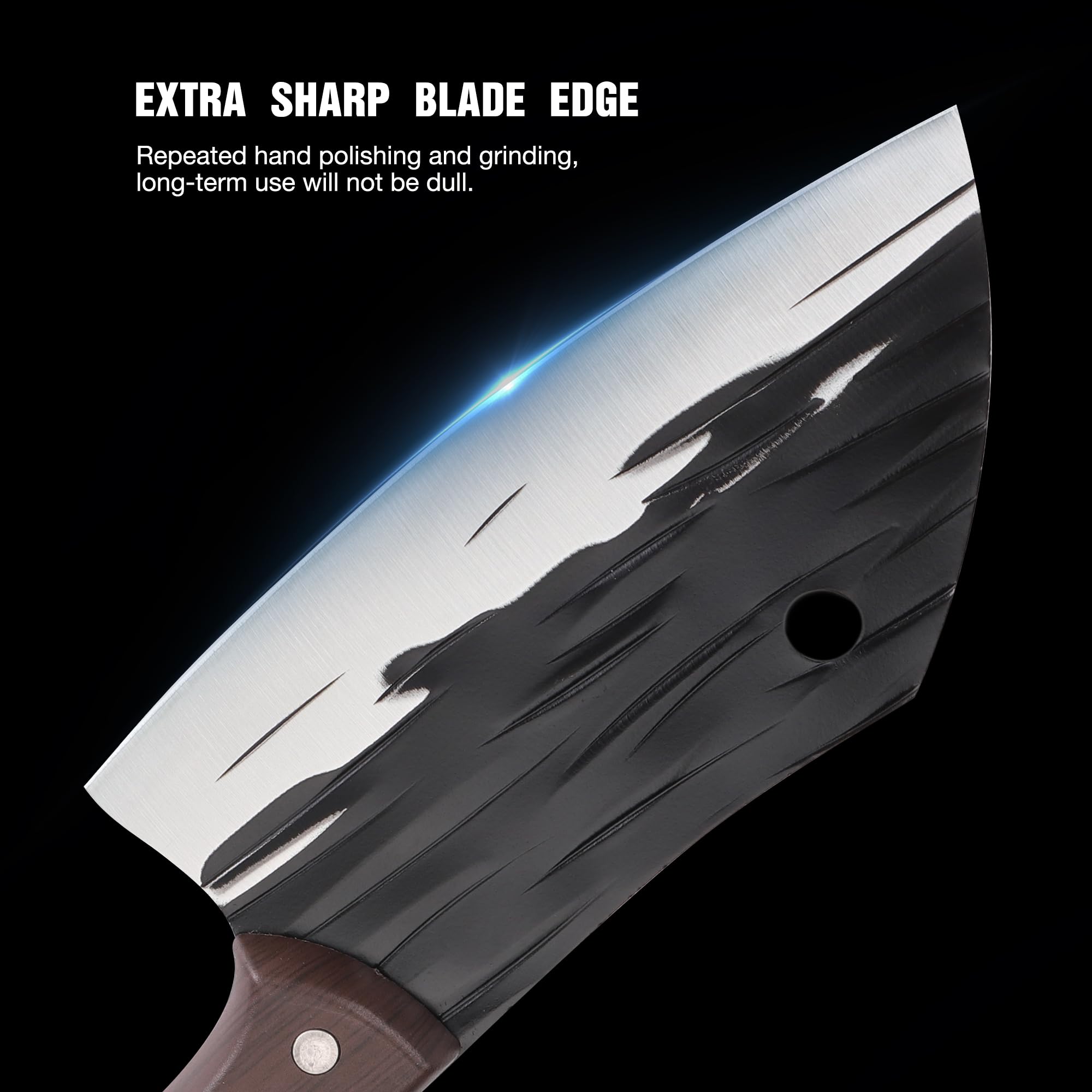 TJ POP 6-Inch Small Vegetable Cleaver Knife - Ultra Sharp Lightweight Meat Cleaver for Women - Full Tang Chopping Knife with 30Cr13 Steel Blade (2mm Thickness) - Fish Shape Series HP01002 - Perfect for Home Kitchen, Slicing Vegetables, Chopping Meat & Fish Preparation