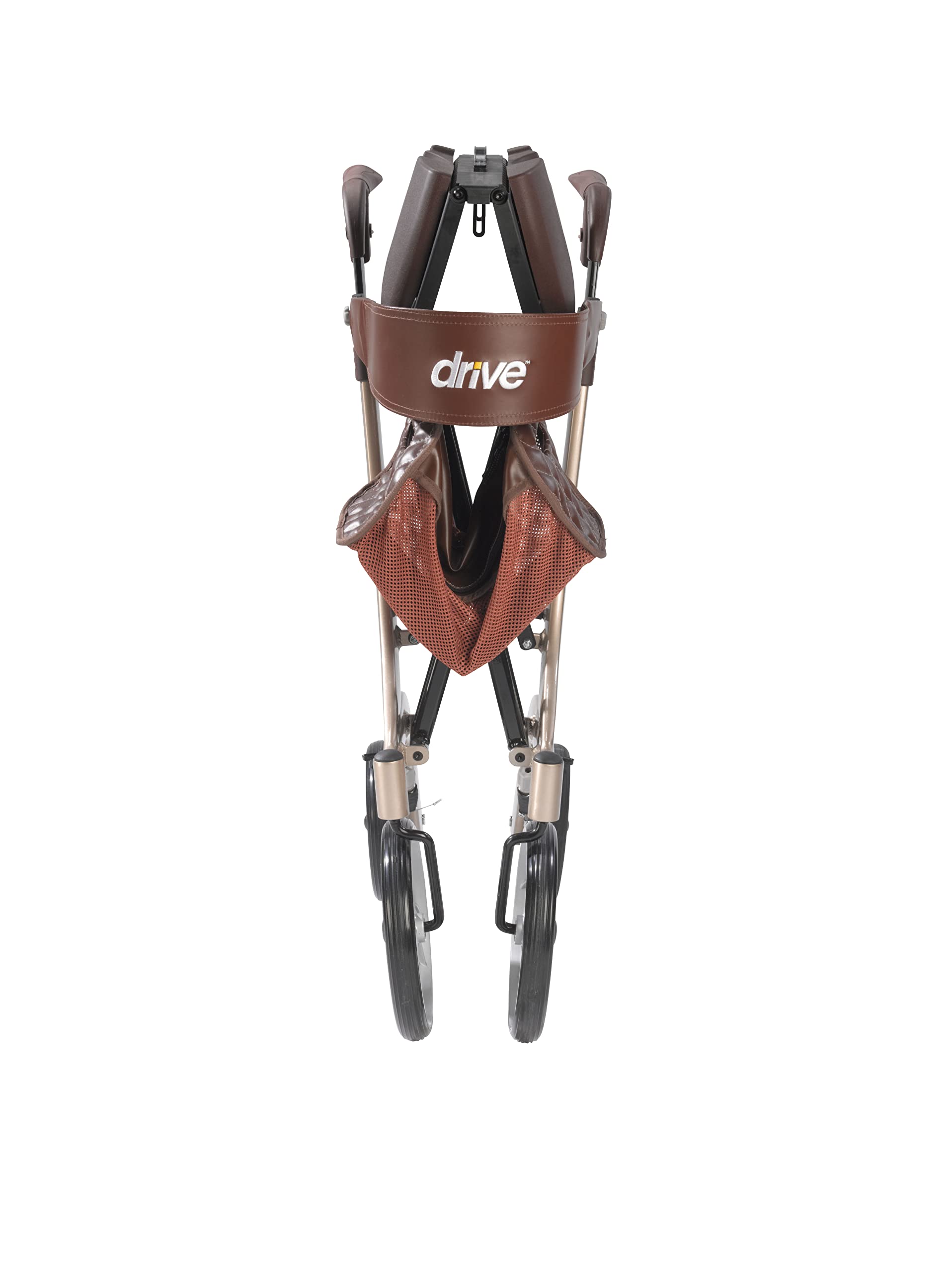 Drive Medical RTL10266CH-HS Nitro DLX Foldable Rollator Walker with Seat, Champagne (Brown) - Lightweight Mobility Aid for Seniors & Adults, Indoor & Outdoor Use