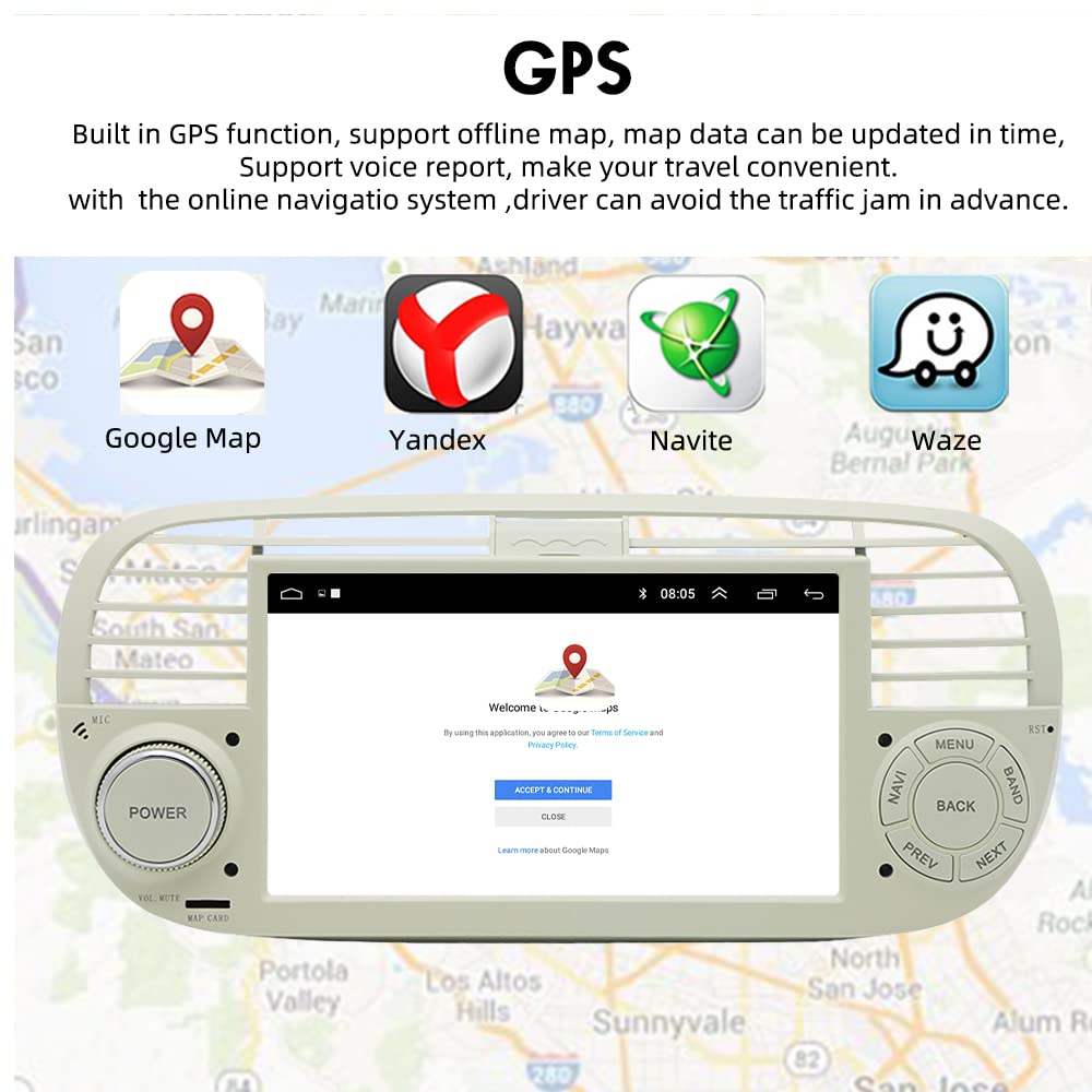 BOOMBOOST 7 Inch 2 Din Wireless Android Auto Car Stereo - Touch Screen Car Radio with Bluetooth, FM, WiFi, GPS & Mirror Link - Compatible with Fiat 500 (White) | Perfect for Hands-Free Calling, Music Streaming & Navigation