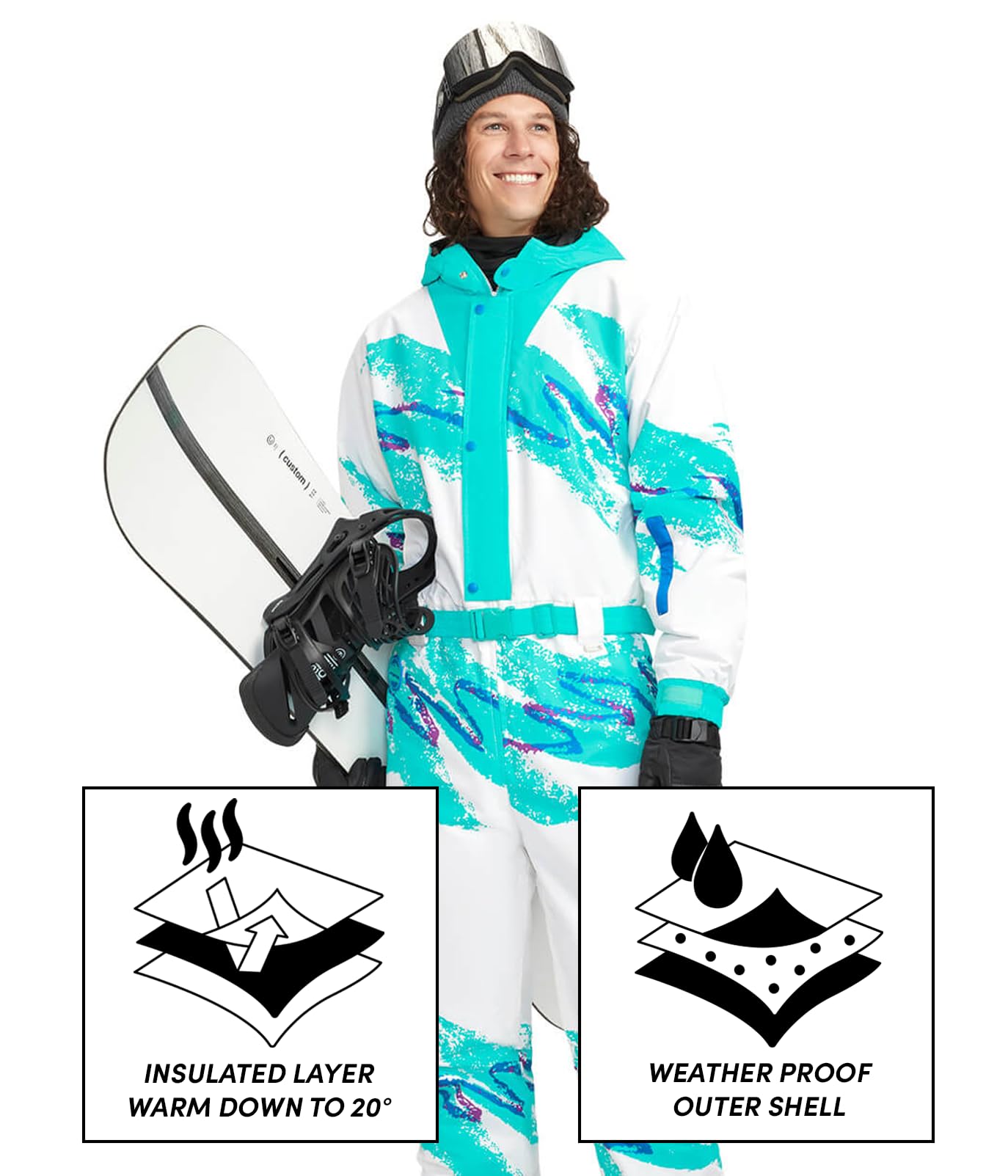 Retro Snow Suits for Men - Warm & Stylish One-Piece Ski Suit | Tipsy Elves Winter Wear - Perfect for Skiing, Snowboarding & Cold Weather Adventures