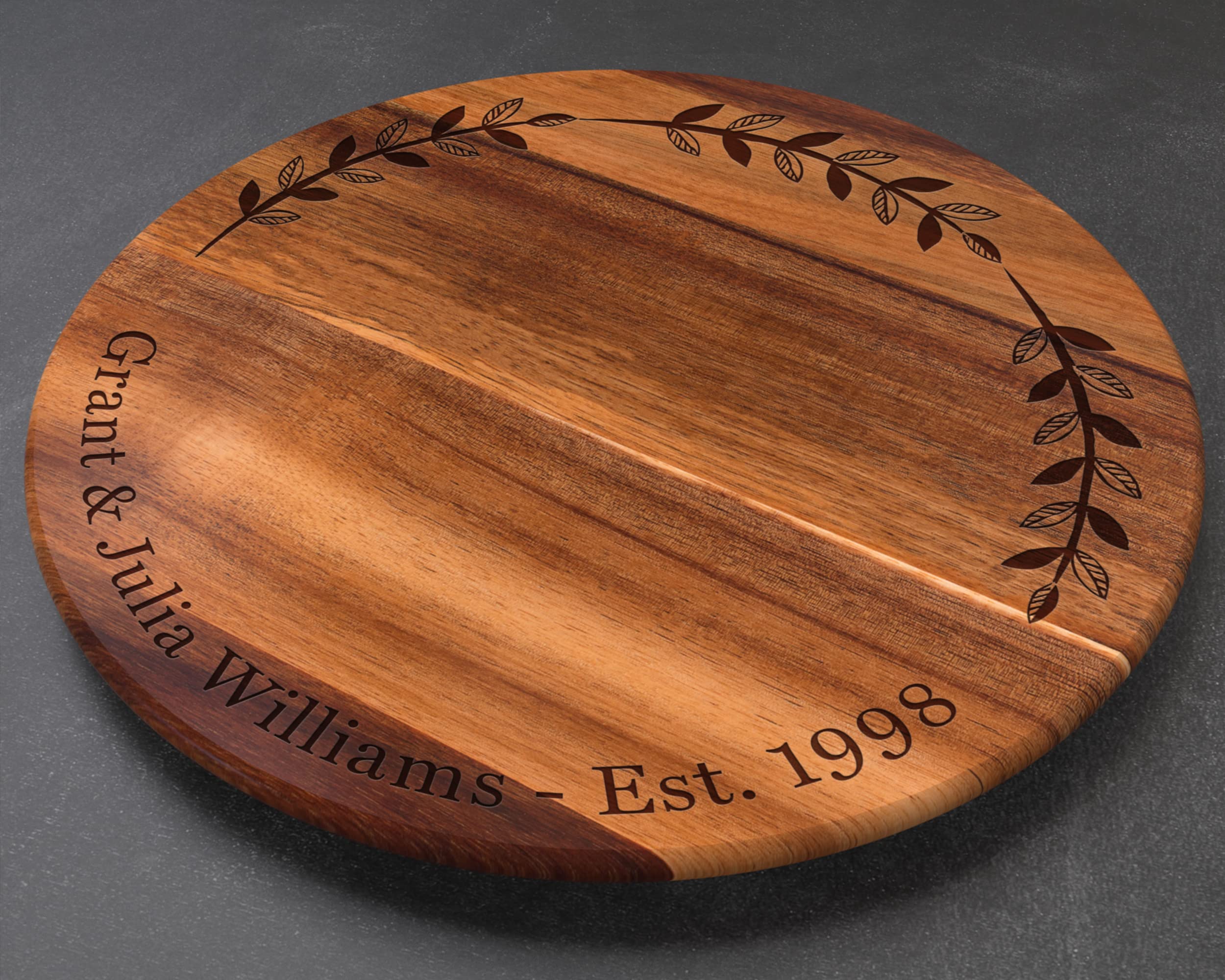 Custom Personalized Lazy Susan Turntable - Engraved Wooden Spinning Tray for Dining Table, Wedding Gifts & Kitchen Organization - Perfect for Serving Dishes, Spices, and Party Snacks