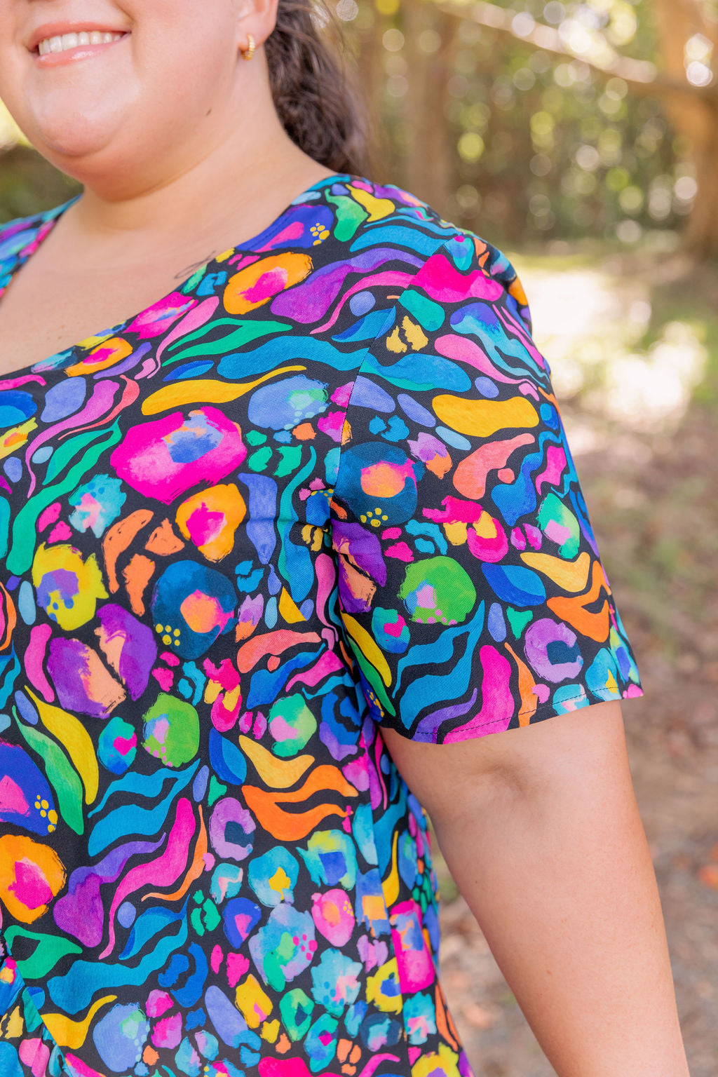 Kasey Rainbow Africa Print Peak Midi Dress - Floral Summer Dress for Women, Perfect for Beach Vacations & Casual Outings