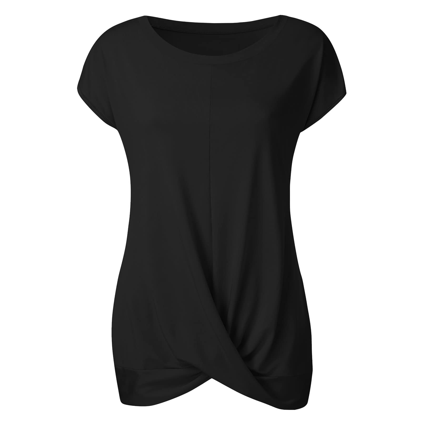 Women's Short Sleeve T-Shirts - Summer Casual Loose Tunic Top with Front Twist Detail - Basic Work Tee & Trendy Blouse for Ladies | Perfect for Office, Outings & Everyday Wear
