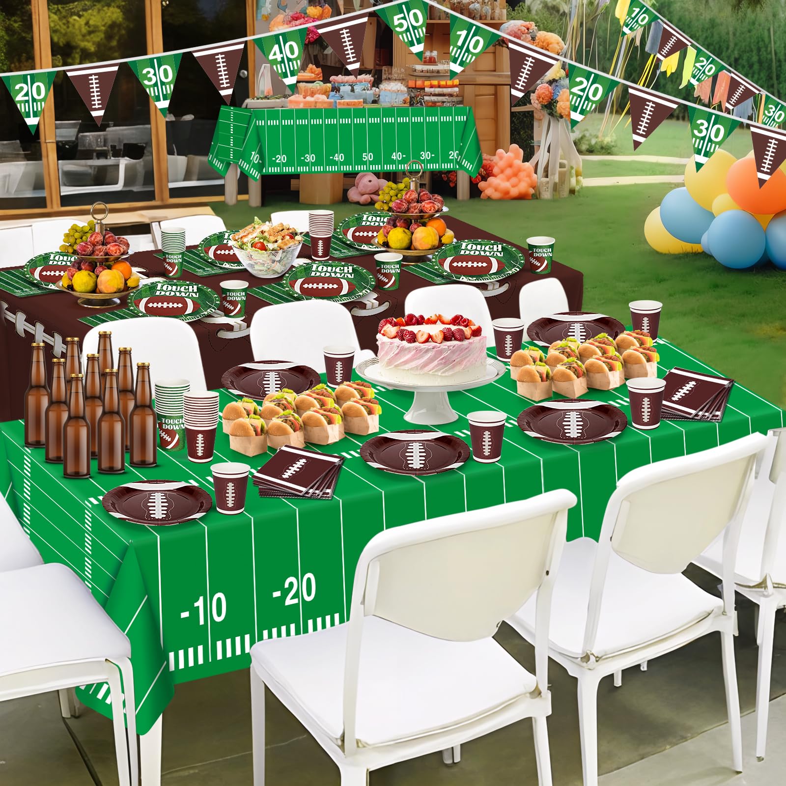 Super Bowl Party Decorations 2025 - Complete Football Party Supplies Kit for 24 Guests | Includes Banners, Plates, Cups, Flatware & Tablecloths | Perfect for Game Day, Tailgates & Birthday Celebrations