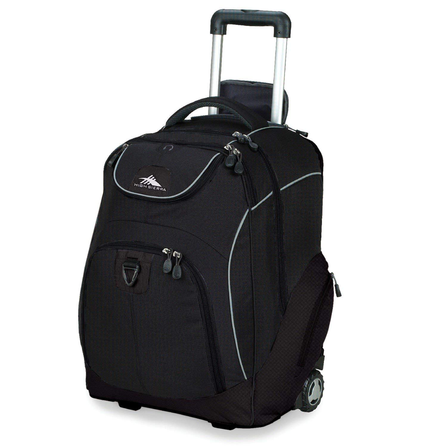 High Sierra Powerglide Wheeled Backpack - Durable Rolling Travel Backpack for School, Work & Airplane Carry-On (Black, One Size) - Perfect for Commuting, Business Trips & College Students