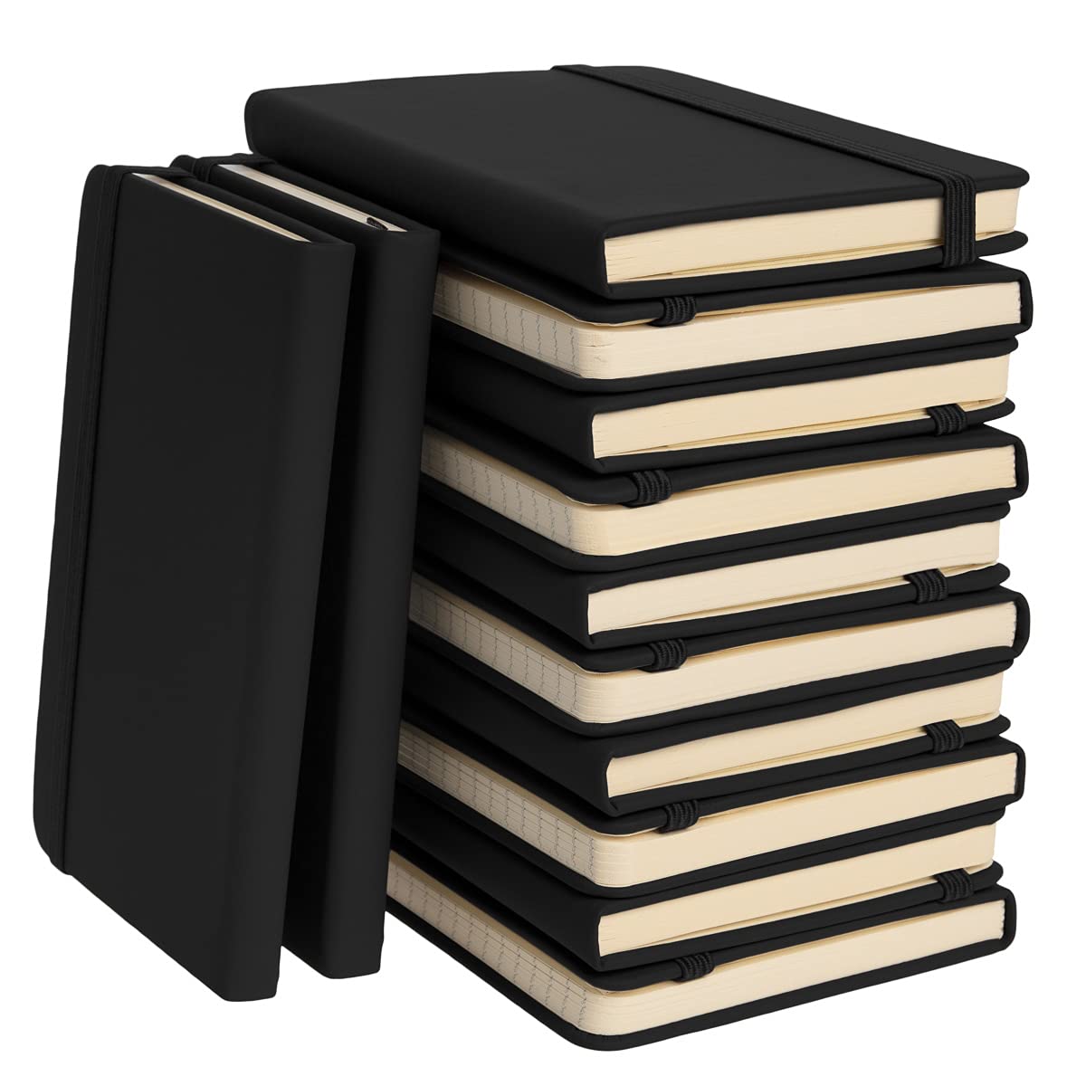 Premium A6 Pocket Notebook Set - 12 Pack Mini Hardcover Journals with Ruled Pages & Inner Pocket (3.7