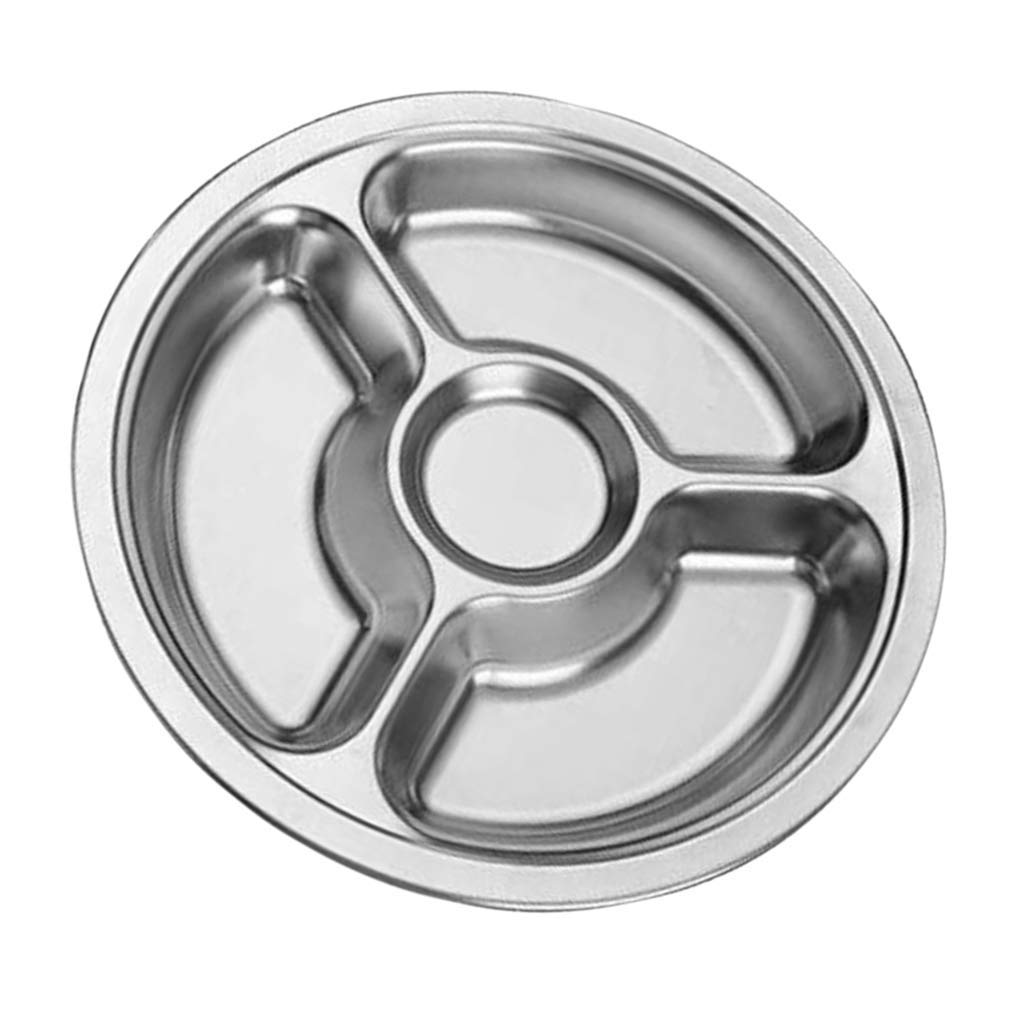 Stainless Steel Divided Food Tray - 3 Compartment Dinner Plate for Camping, Picnic, School & Office | Durable Snack Serving Dish for Outdoor Activities, Cafeteria & Home Use