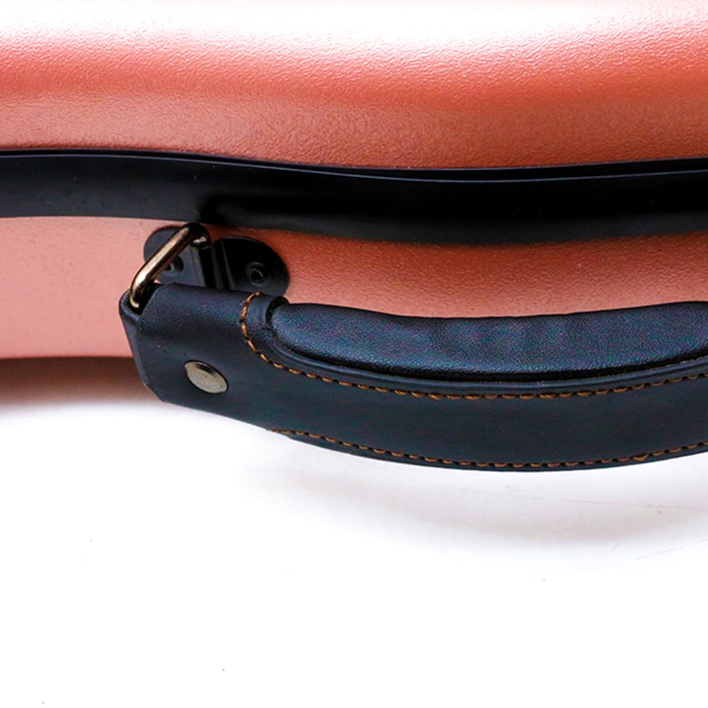 Premium 4/4 Violin Hard Case - Carbon Fiber Lightweight Triangular Design with Adjustable Back Straps & External Accessory Storage Bag (Pink) - Perfect for Travel, School, Performances & Professional Musicians