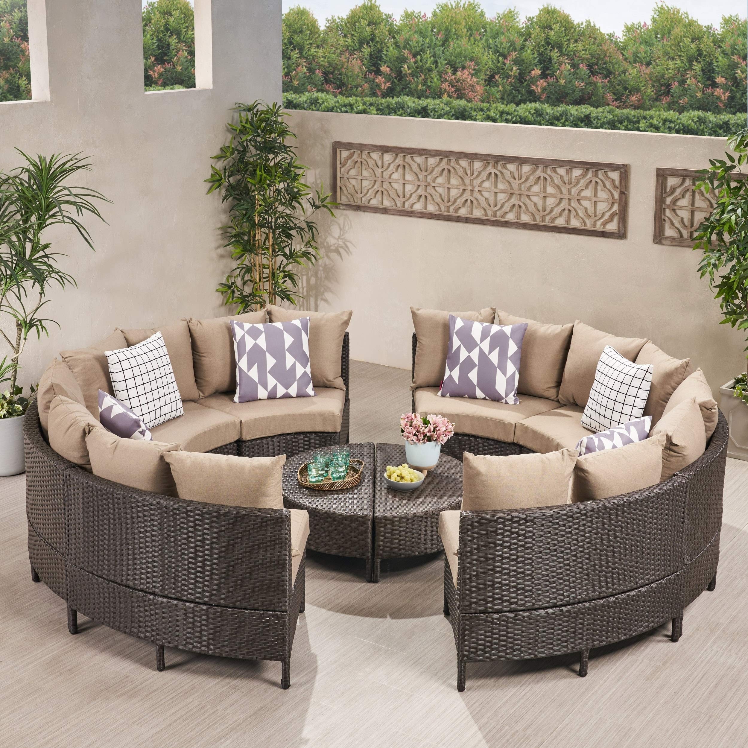 Christopher Knight Home 295752 Outdoor Patio Sofa Set - 3-Piece Waterproof Wicker Sectional with Cushions for Backyard, Garden, Poolside & Deck Relaxation