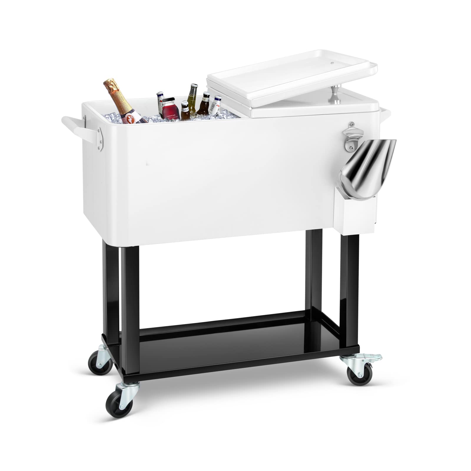 EDOSTORY 80 Quart Rolling Cooler with Wheels - Heavy Duty Outdoor Ice Chest for Camping, Beach, Tailgating & Backyard Parties - Includes Ice Scoop & Beverage Storage - Perfect for Picnics, BBQs and Outdoor Events