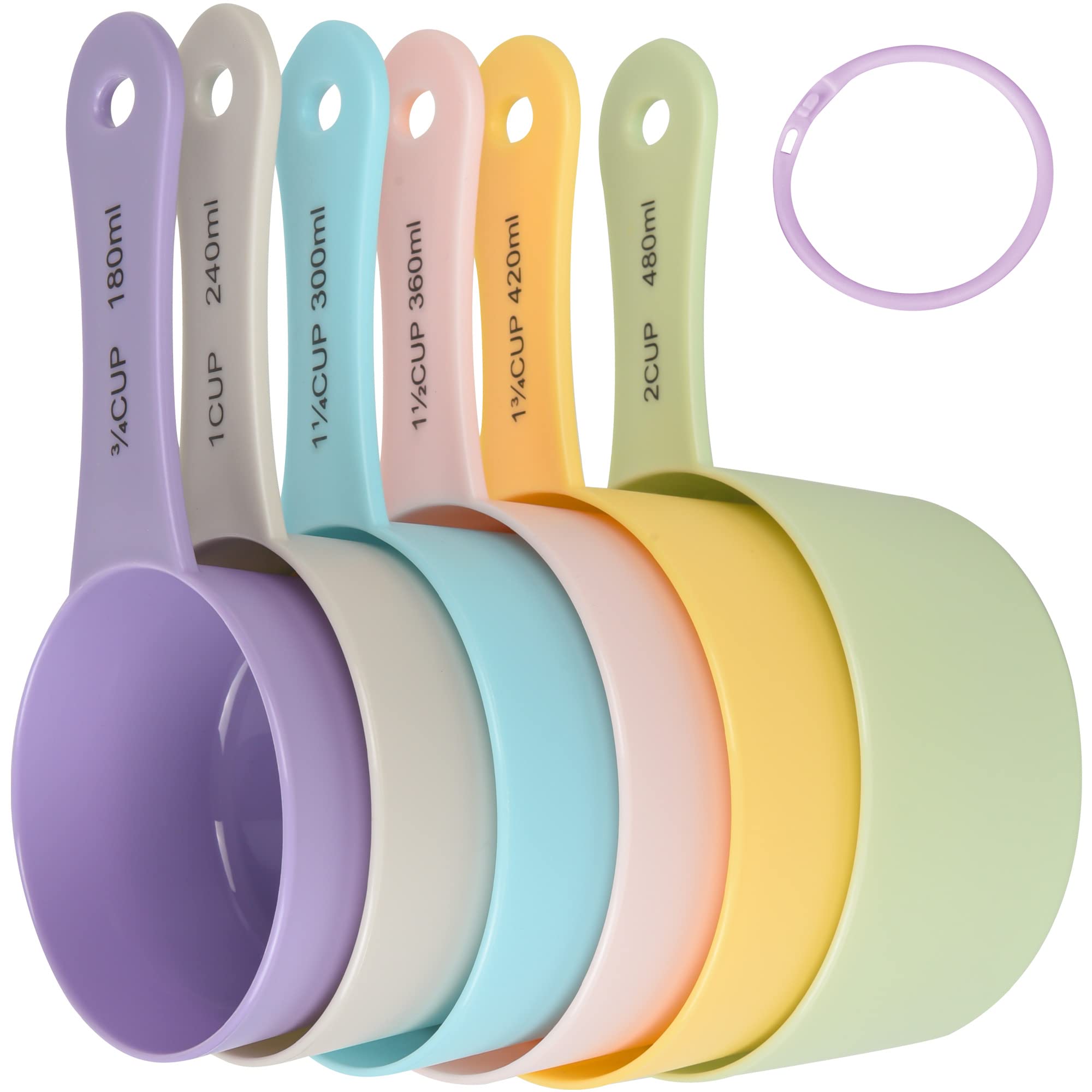 Smithcraft 6-Piece Plastic Measuring Cups Set - 3/4 & 2 Cup Measuring Cups for Baking, Cooking & Kitchen - Colorful Food Measurement Tools (Purple) - Perfect for Measuring Dry & Liquid Ingredients in Recipes