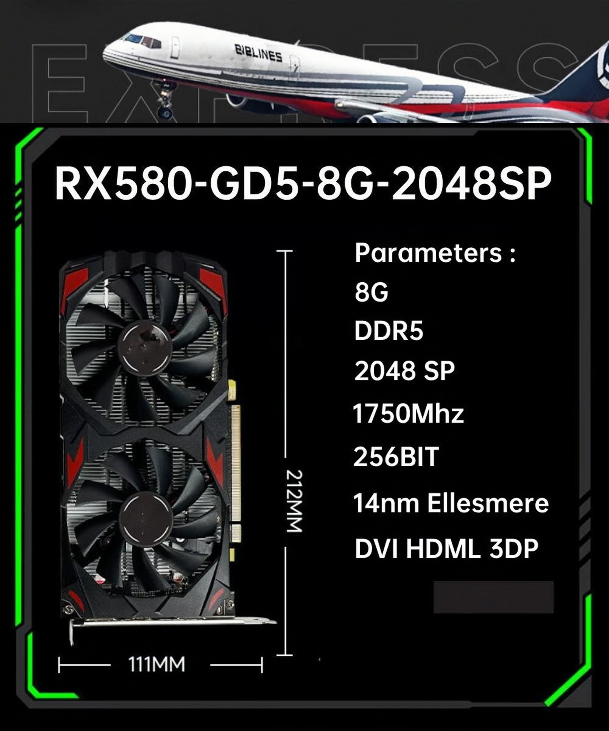 Radeon RX 580 8GB GDDR5 256-bit Gaming Graphics Card with Dual Cooling Fans | PCI Express 3.0, DP/HDMI/DVI Ports | Plug & Play PC GPU (2048SP) | Perfect for 4K Gaming, Video Editing & VR Experiences