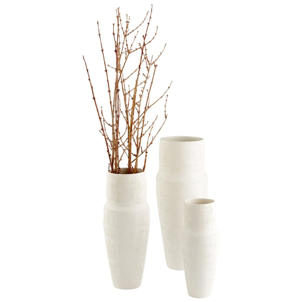 Cyan Design 10920 Leela Vase - White Ceramic Vase for Home Decor, Medium Size, Perfect for Living Room, Dining Table & Wedding Centerpieces