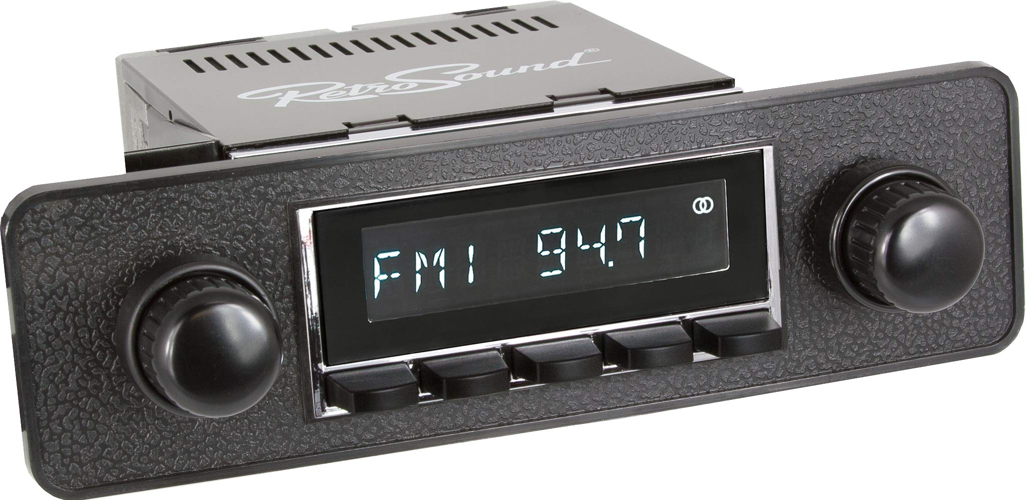 Vintage Style Motor 2 Radio with Chrome Face, Black Pushbuttons, Bezel & Knobs Kit - HCB-M2-402-36-96 - Perfect for Classic Car Restoration & DIY Automotive Projects