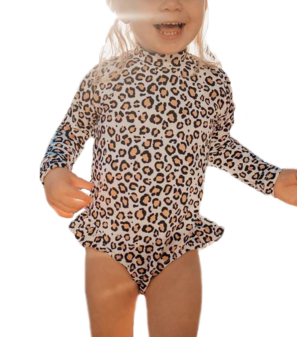 MERSARIPHY Toddler Baby Girl Long Sleeve One-Piece Swimsuit - UPF 50+ Sun Protection Rash Guard Bathing Suit for Beach, Pool & Water Play