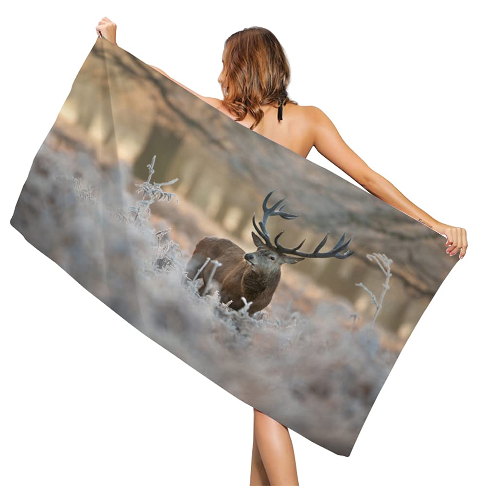 MARSTREE Elk Deer Series Microfiber Beach Towel - Quick Dry, Sand Free, Super Absorbent Bath & Beach Blanket (31.5x63 Inches) for Swimming, Pool, Yoga, Camping, Gym & Outdoor Activities - Perfect for Beach Vacations, Picnics and Summer Travel