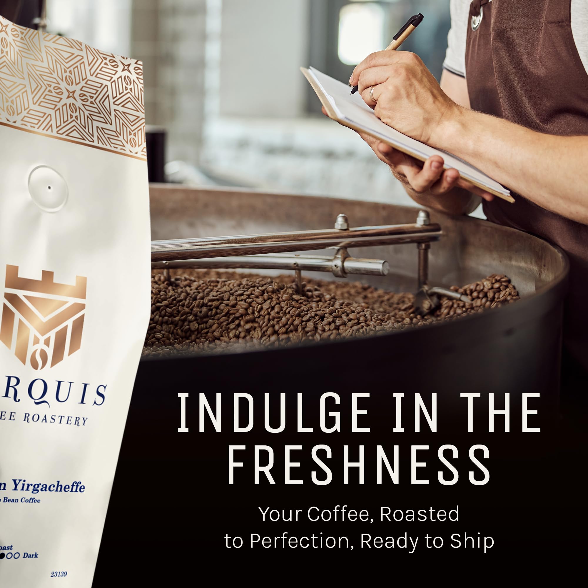 Premium Ethiopian Yirgacheffe Coffee Beans - Rich & Bold Whole Bean, Medium Roast with Fruity Notes, 2 lb Bag | Fresh Gourmet Coffee for Home Brewing, Office Use & Gifts