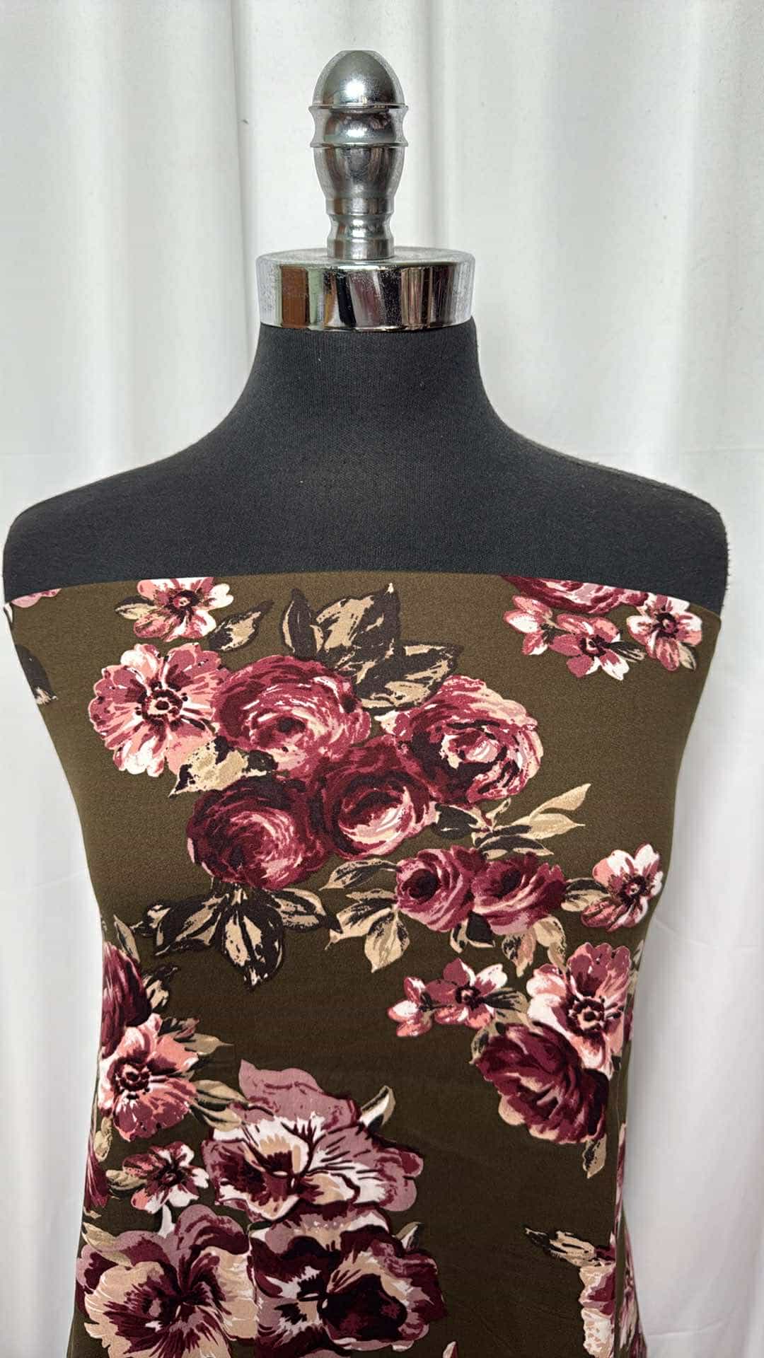 Floral Print Double Brushed Poly Spandex Fabric - 2 Yard Cut - Soft Stretchy Material for DIY Dresses, Leggings & Activewear