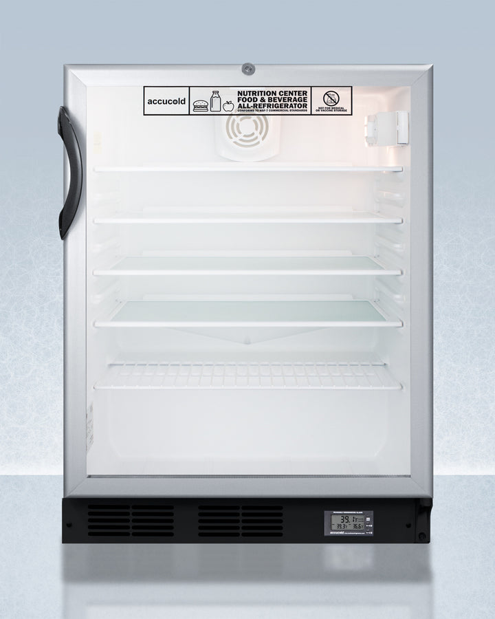 Accucold 24-Inch Wide Built-In Glass Door Refrigerator - ADA Compliant, Energy Efficient, Perfect for Restaurants, Cafes & Commercial Kitchens - Model SCR600BGLBINZADA