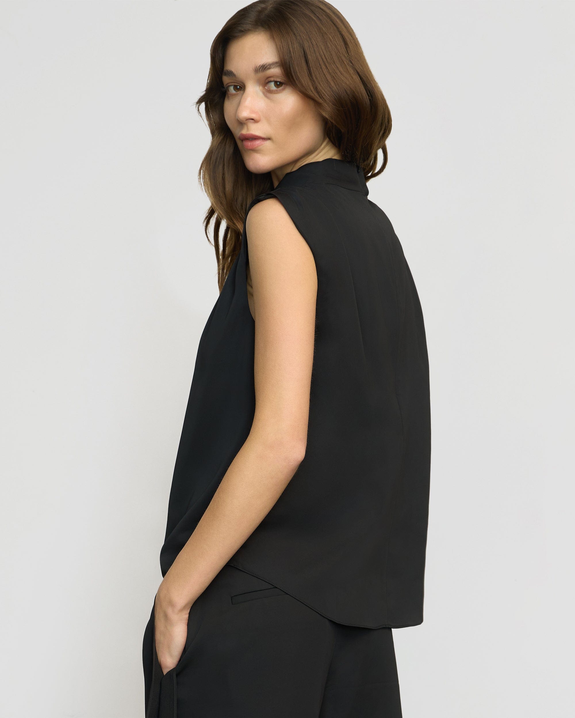 Allegra Women's Sleeveless Blouse with Gathered Neckline - Casual Office Wear & Summer Fashion Top