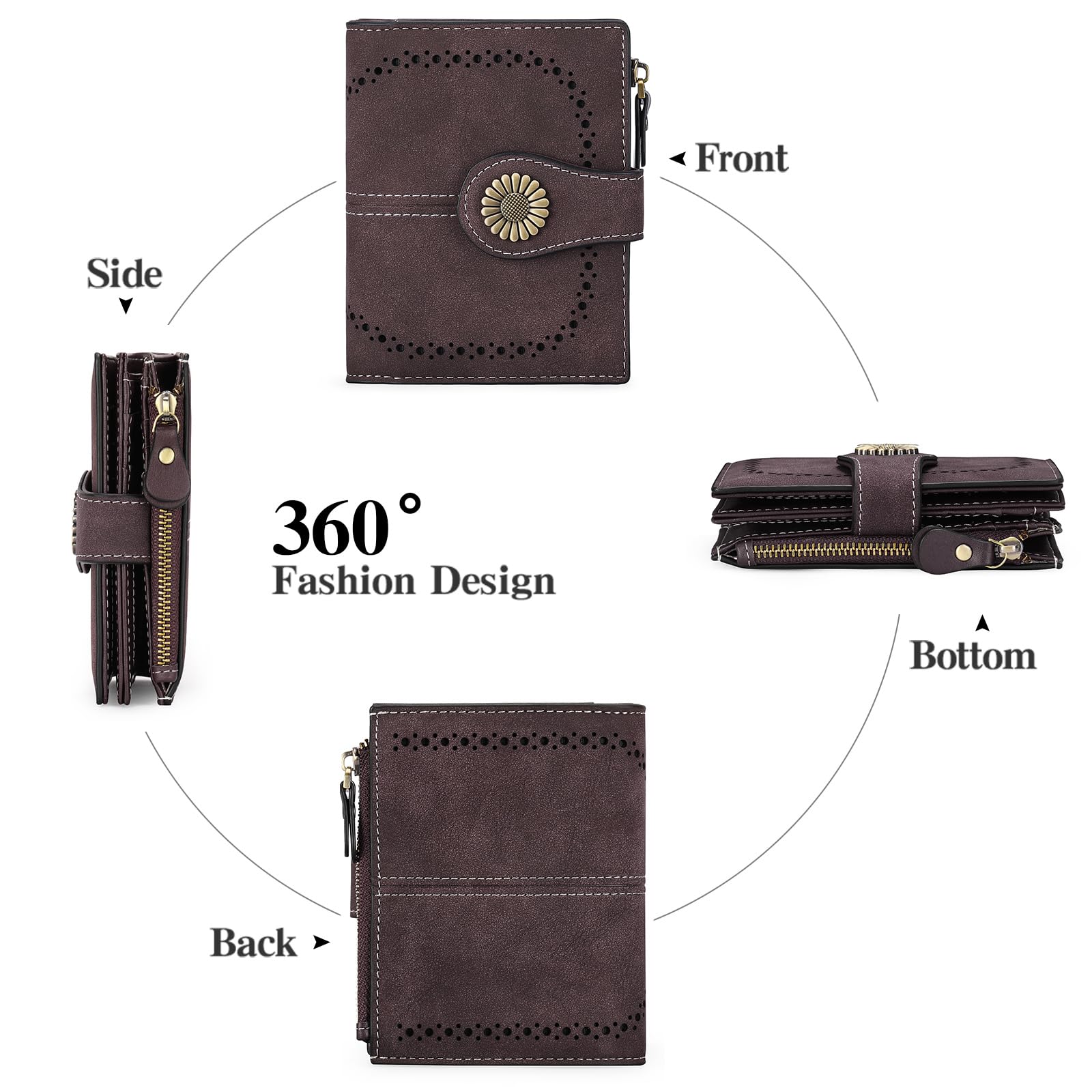 SENDEFN RFID Blocking Leather Bifold Wallet for Women - Slim Credit Card Holder with ID Window - Perfect for Travel, Shopping & Everyday Use