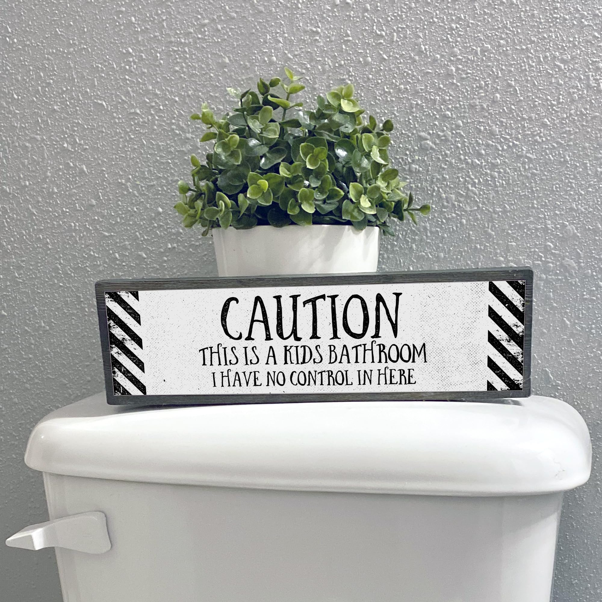 Kids Bathroom Wooden Sign with Metal Hanger - Farmhouse Style Restroom Decor - Funny Bathroom Wall Art for Nursery, Daycare or Family Home