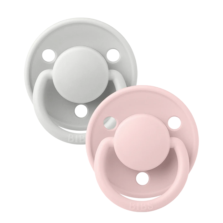 BIBS Round De Lux Silicone Pacifiers 2-Pack for Babies 0-3 Years | Soft Orthodontic Soothers for Newborns & Toddlers | Perfect for Daycare, Travel & Sleep Comfort