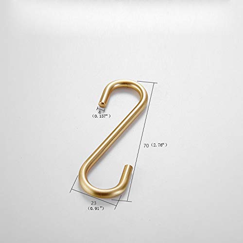 21.6 Inch Brass Towel Bar with 5 S-Shaped Hooks - Brushed Gold Bathroom & Kitchen Towel Rack - Perfect for Hanging Towels, Robes, and Kitchen Utensils in Modern Homes