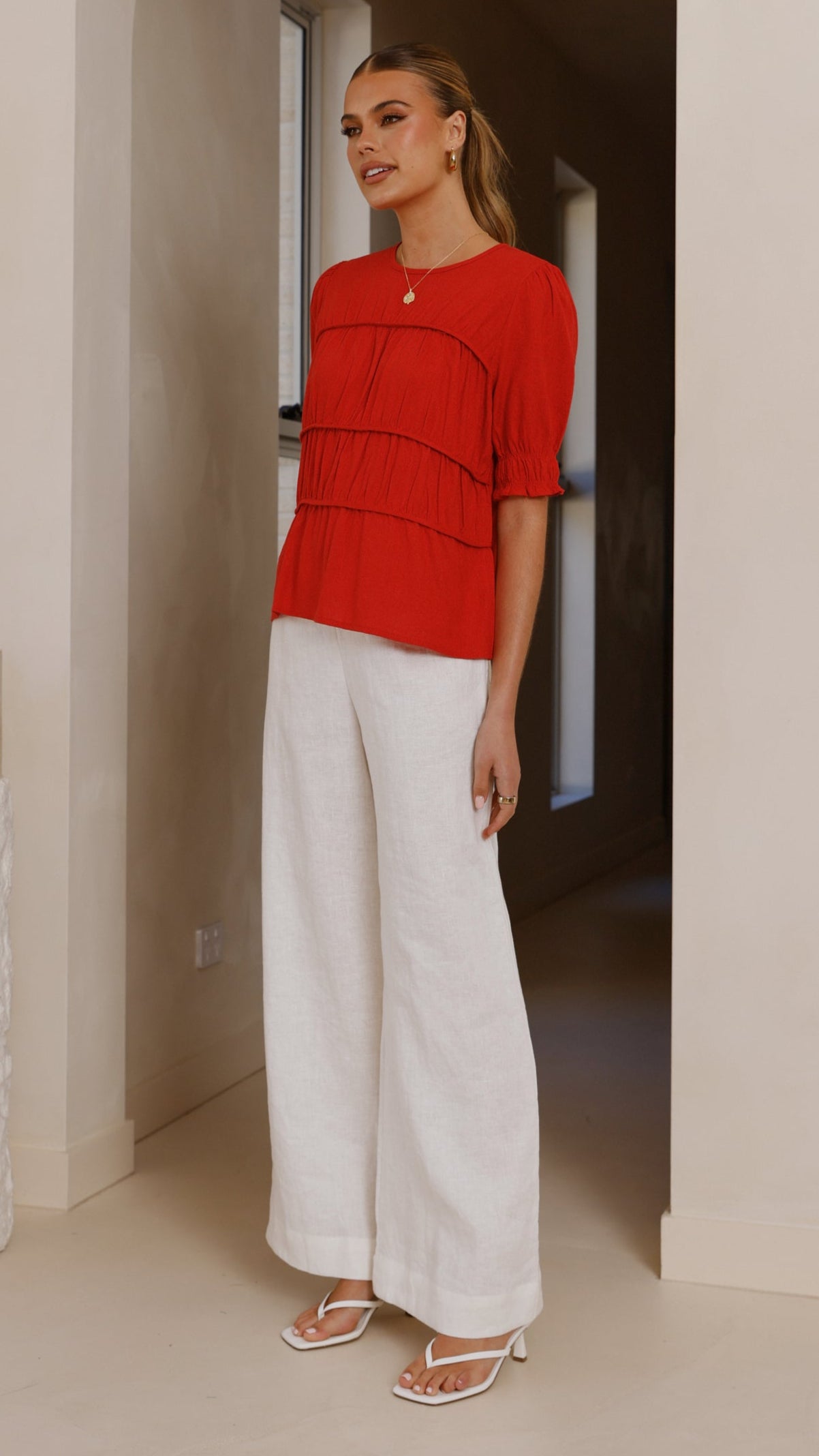 Kai Women's Short Sleeve T-Shirt - Soft Cotton Casual Tee in Red | Perfect for Summer Outfits, Beach Wear & Everyday Comfort