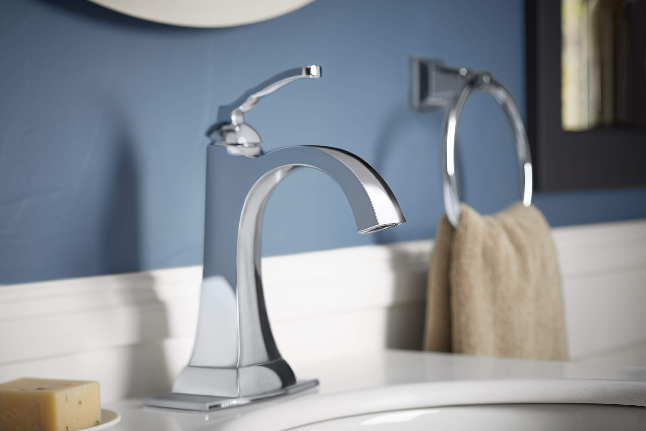 KOHLER RIDGEPORT™ Single Control Bathroom Sink Faucet - Modern Waterfall Spout Design for Vanity & Powder Room Installation (Oil Rubbed Bronze Finish)