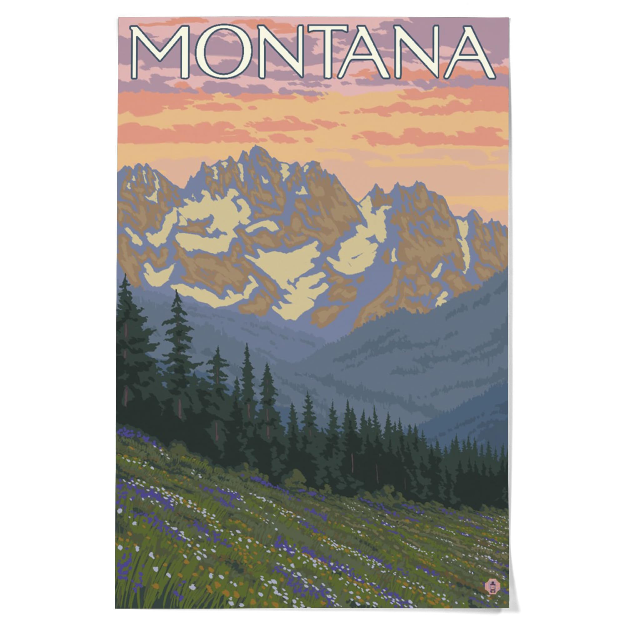 Lantern Press 36x54 Inch Giclee Art Print - Montana Spring Flowers Wall Decor - Premium Canvas Artwork for Living Room, Bedroom & Office