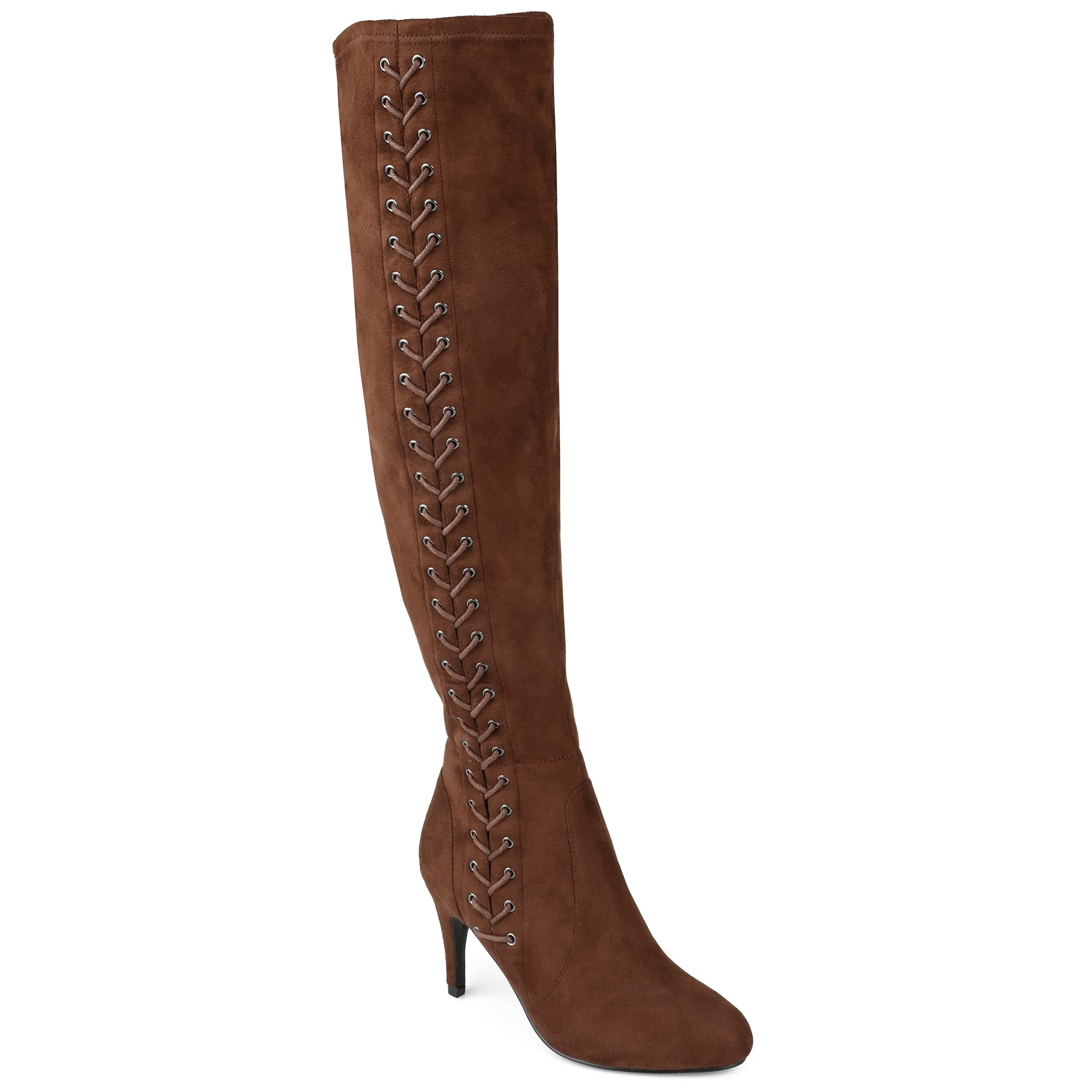 Journee Collection Women's Abie Tru Comfort Foam Stiletto Over The Knee Boots - Stylish High Heel Thigh High Boots for Party, Night Out & Winter Fashion