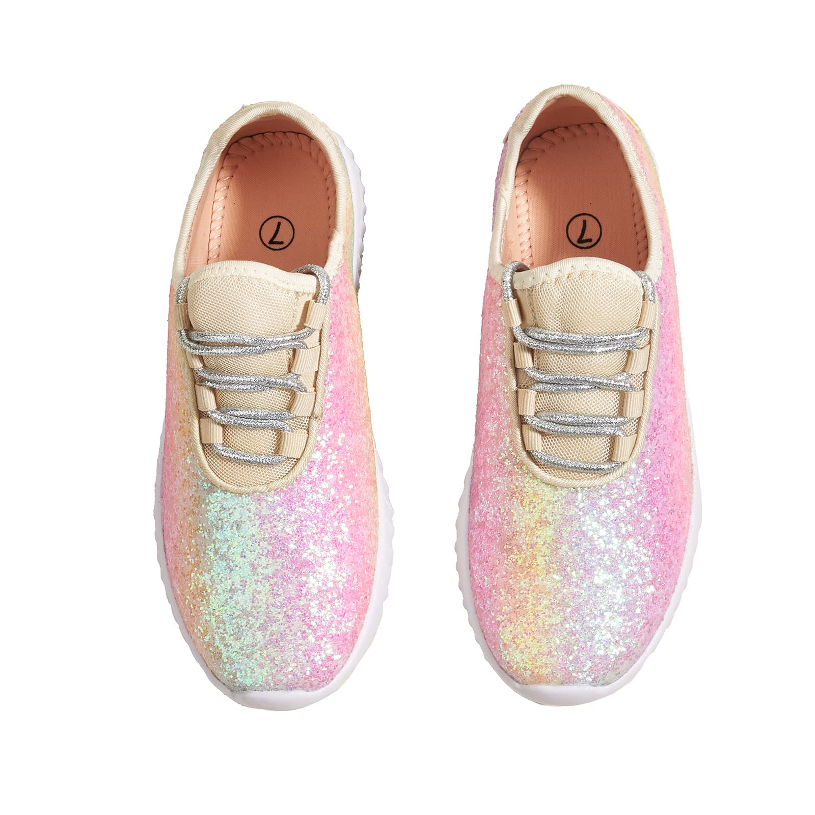 K KIP WOK Women's Fashion Glitter Sneakers - Slip On Running Shoes, Lightweight Tennis Walking Shoes for Women - Perfect for Gym, Workout, Casual Wear & Daily Activities