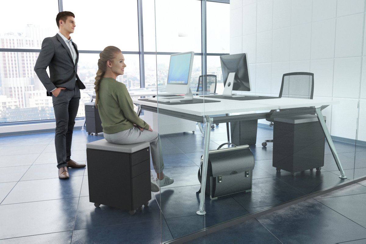 Slim Mobile Pedestal Stand - Adjustable Height Rolling Base for Monitors & TVs - Perfect for Office, Home, or Classroom Use