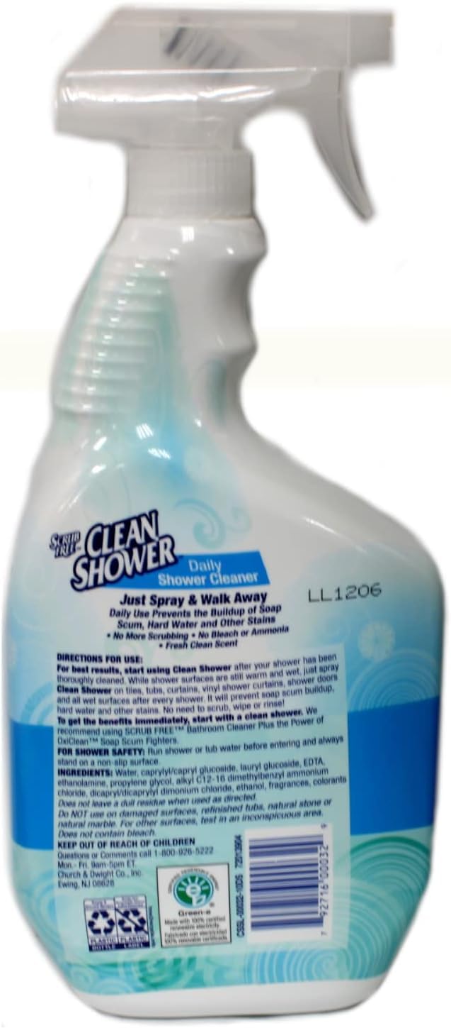 Clean Shower Daily Shower Spray - 32 oz (5 Pack) | Bathroom Cleaning Solution for Tiles, Glass & Fixtures | Prevent Soap Scum & Hard Water Stains
