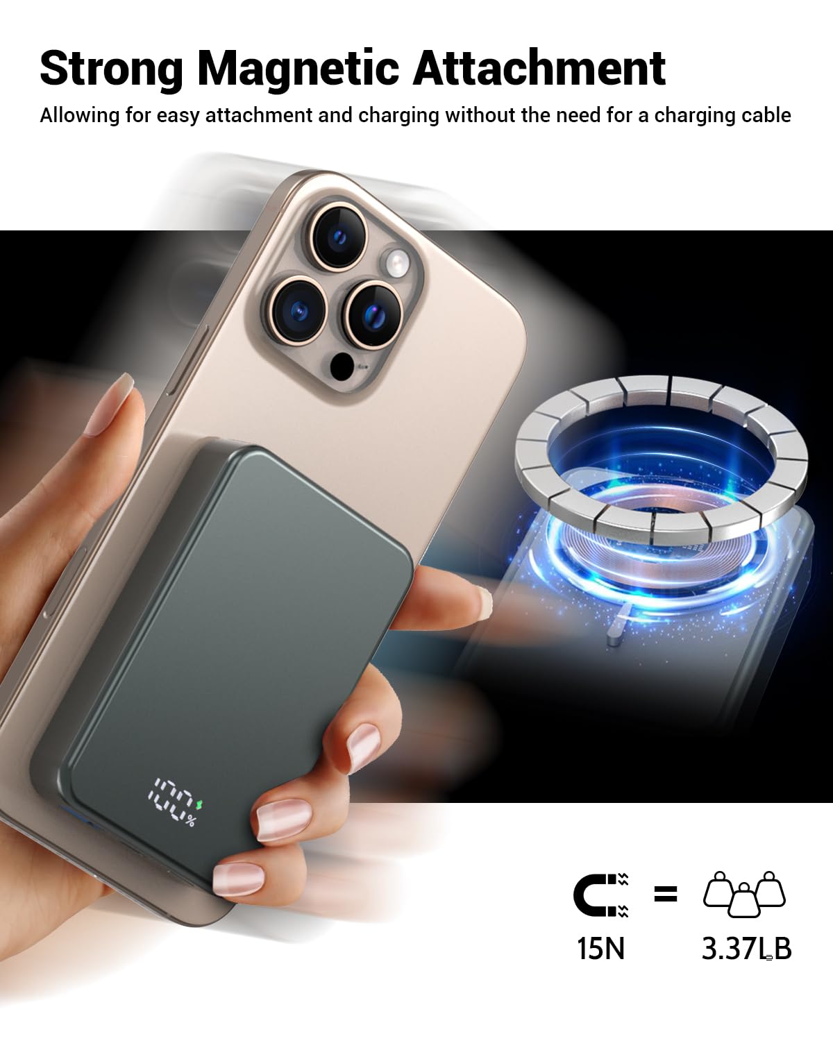 26800mAh Magnetic Power Bank with Magsafe - 20W USB-C Fast Charging Portable Battery for iPhone 16/15/14/13/12 Series | Aluminum Alloy Wireless Charger | Perfect for Travel, Camping & Daily Commute