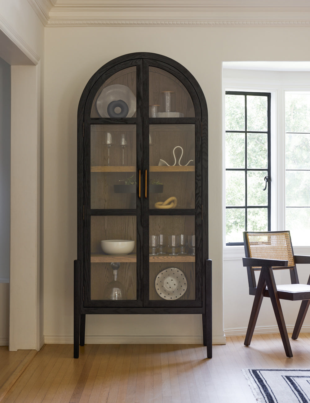 Apolline Curio Cabinet - Elegant Glass Display Case for Collectibles & Home Decor - Perfect for Living Room, Dining Room or Office Showcase