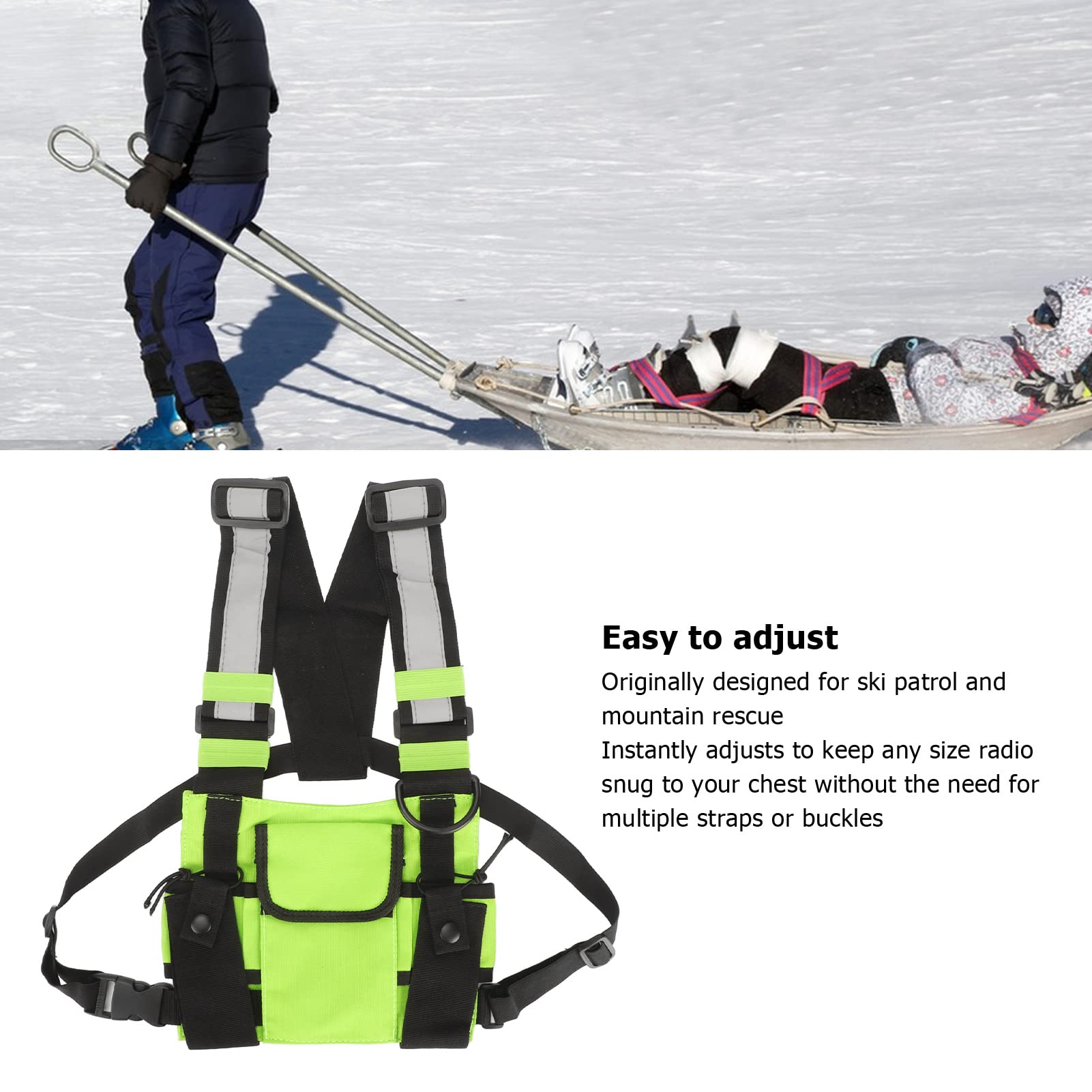 **Two-Way Radio Chest Harness Bag with Adjustable Shoulder Straps & Front Pouches - Universal Walkie Talkie Holder for Outdoor Activities, Hiking, Hunting & Security Work**