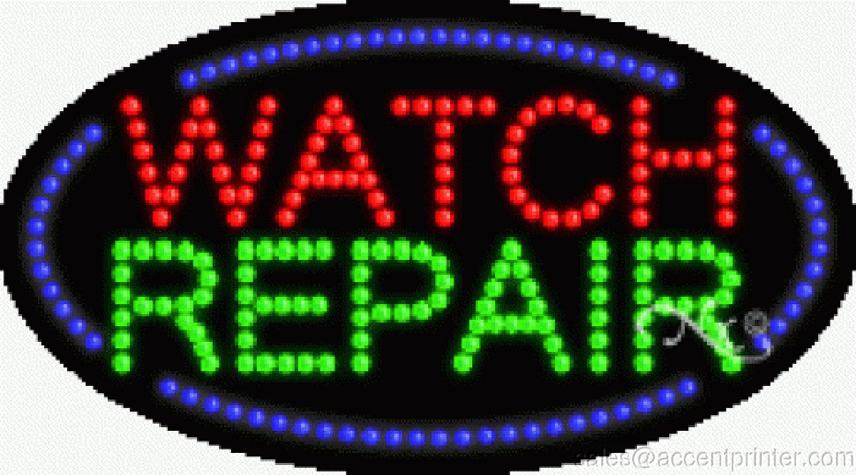 Watch Repair Flashing & Animated LED Sign - High Impact, Energy Efficient LED Display for Watch Shops & Jewelry Stores - Perfect for Storefronts, Window Displays & Retail Advertising