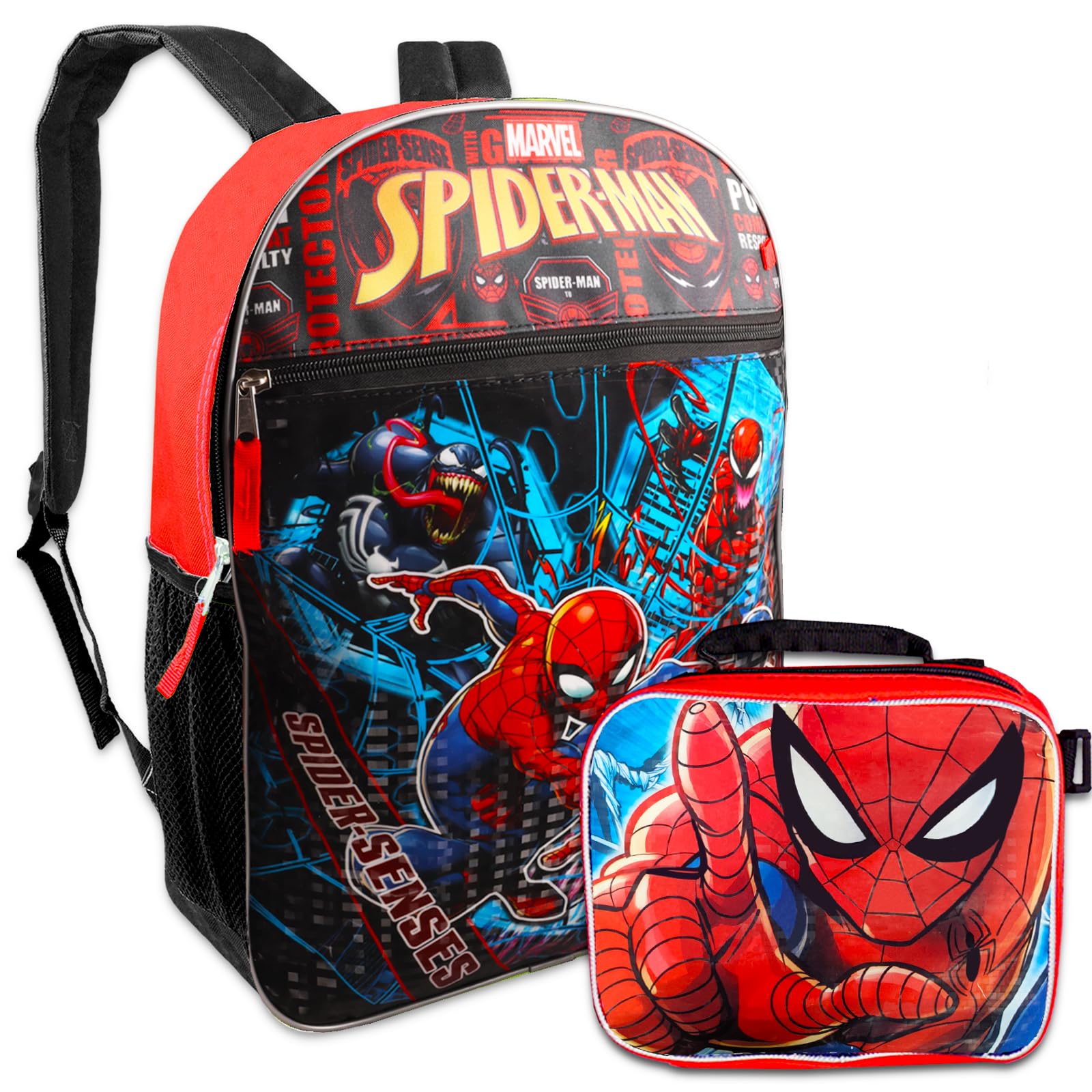 Marvel Studios Spiderman Backpack and Lunch Box Set - 16 Inch Superhero School Bag with Insulated Lunch Bag & Water Bottle for Kids | Perfect for School, Travel & Outdoor Adventures