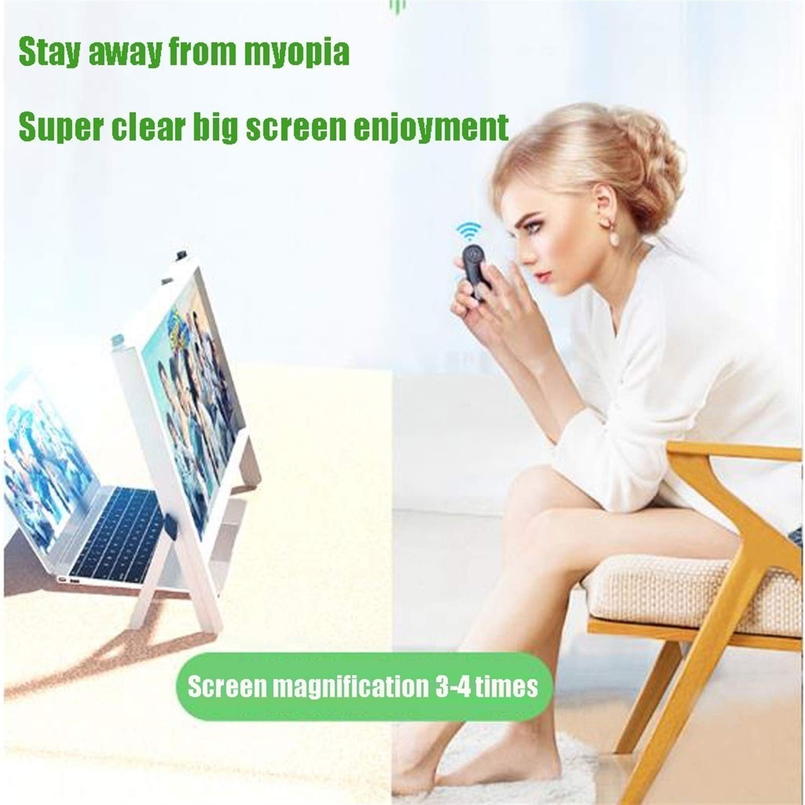 21 Inch Laptop Screen Magnifier - 3D Physical Magnifying Glass with Anti-Blue Light Technology, Portable Extender Stand for Computer Magnifying Screen Laptop Stands, White - Ideal for Reading, Gaming, and Office Work