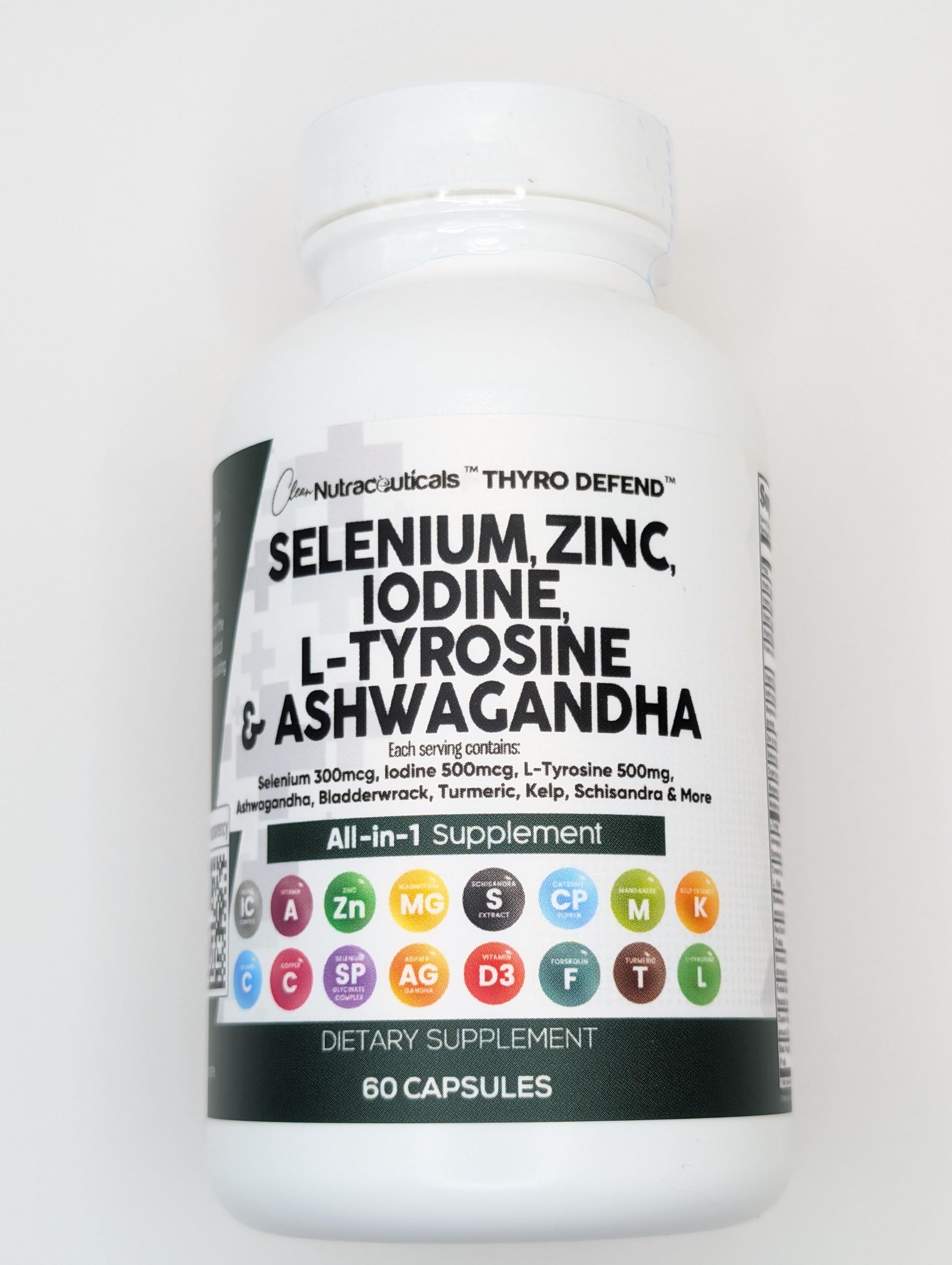 Clean Nutra Selenium 300mcg & Iodine 500mcg Thyroid Support Supplement for Women & Men | L-Tyrosine 500mg, Ashwagandha, Bladderwrack, Turmeric, Kelp, Schisandra & Zinc Capsules - Supports Energy, Metabolism & Immune Health for Active Lifestyles