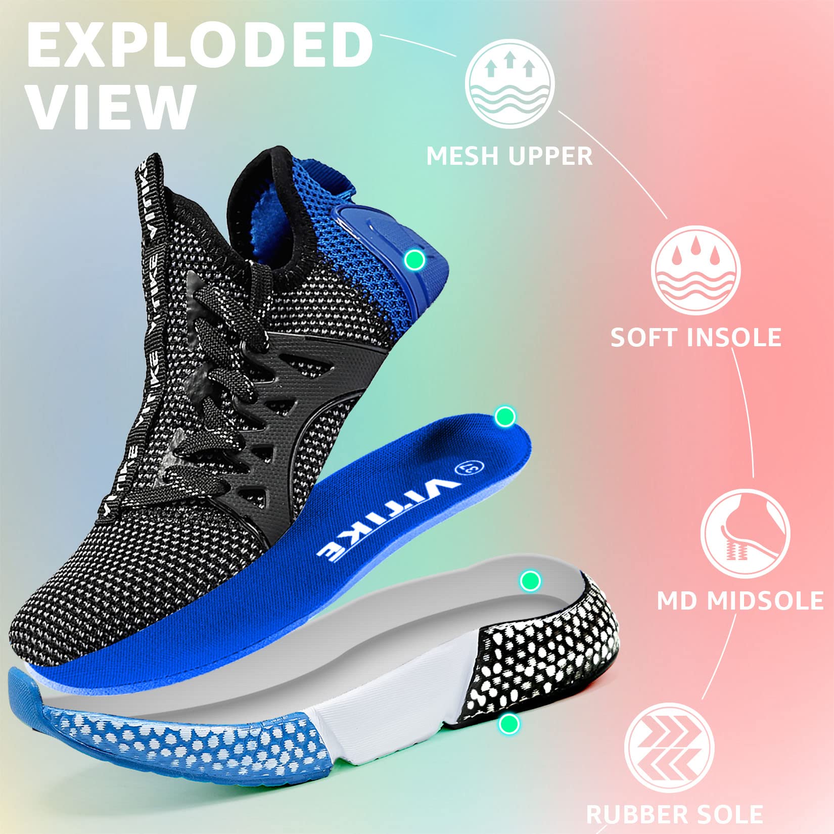 WETIKE Breathable Mesh Slip-On Running Shoes for Men & Women - Lightweight Comfortable Sneakers for Jogging, Walking & Gym Workouts