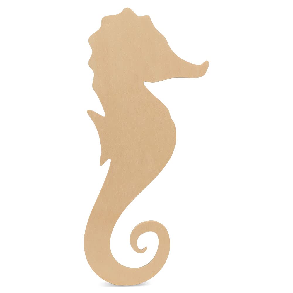 16 Inch Unfinished Wooden Seahorse Cutouts - Pack of 10 DIY Craft Wood Shapes for Summer Decor, Nautical Theme Projects, Home Decoration & Kids Art Activities - Perfect for Beach Party Decor, Wall Art & Creative Crafting by Woodpeckers