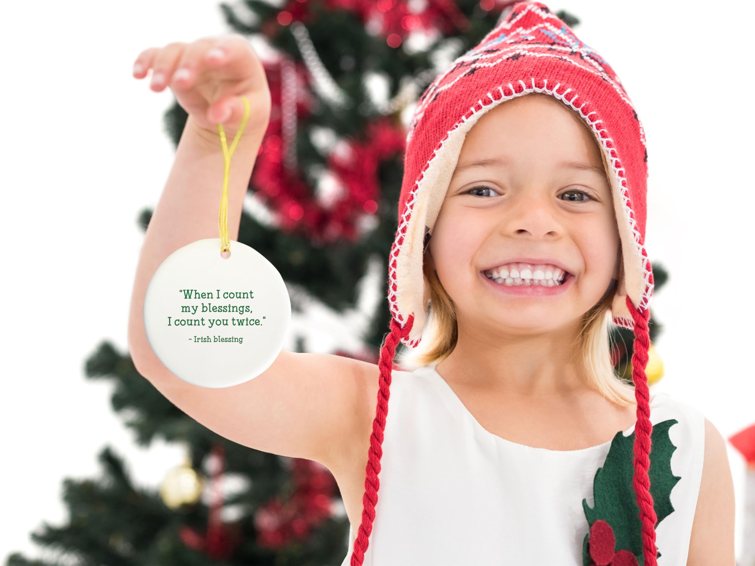 Spread Passion Irish Blessing Ceramic Ornament - 3 Inch Christmas Tree Decoration with 'Count My Blessings' Quote - Perfect for Holiday Gifts, Home Decor & Irish-Themed Celebrations