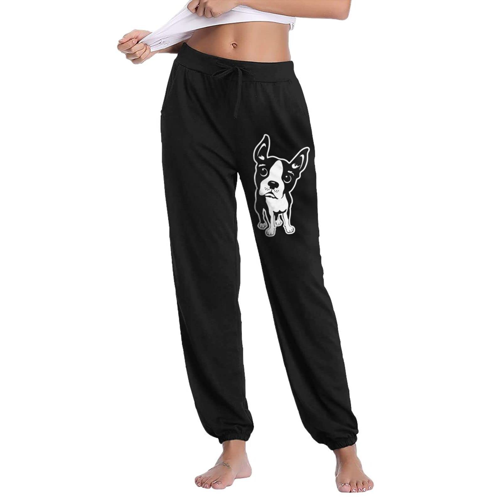 Boston Terrier Dog Print Women's Casual Yoga Sweatpants - Elastic Waist Athletic Jogger Pants for Workout, Lounge & Running - Perfect for Gym, Home & Outdoor Activities