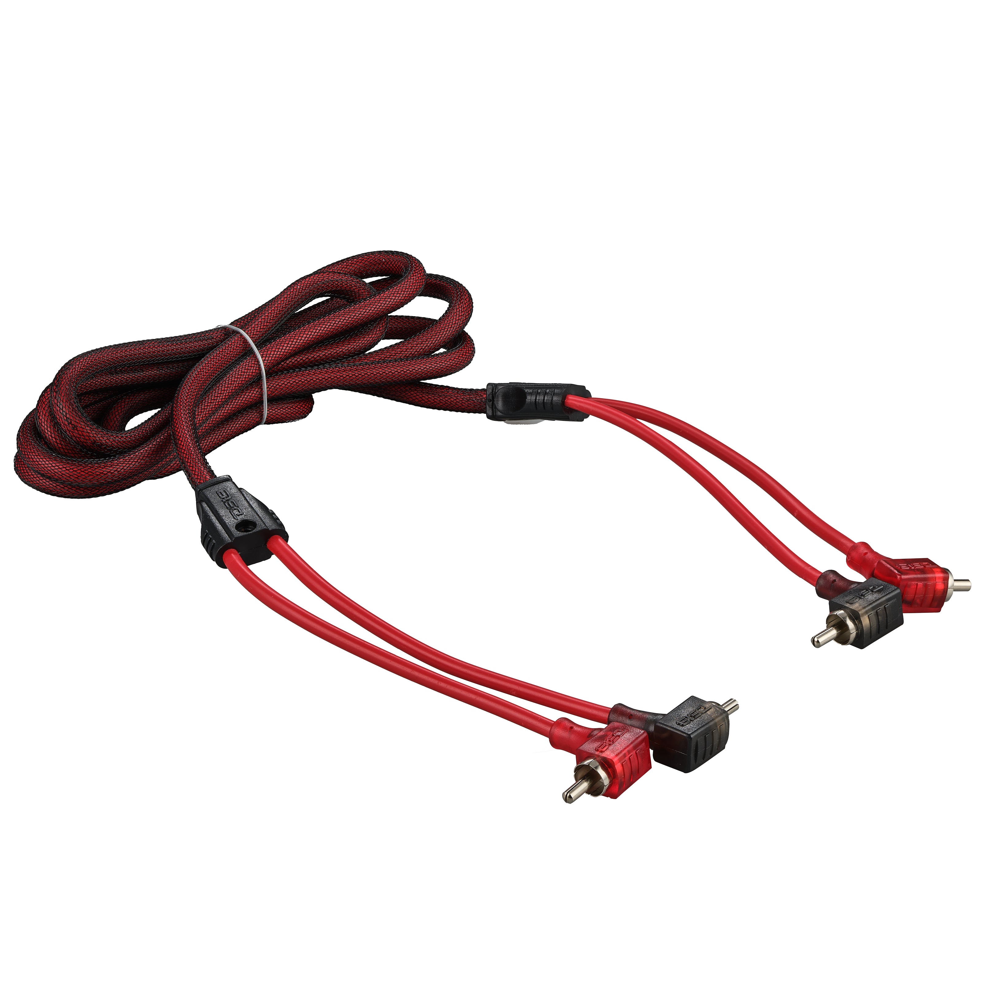 100% OFC Ultra Flexible 2 Channel RCA Cable with 90 Degree Connectors, Dual Twist Wire & Red Braided Jacket - 6 Feet for Home Theater, Car Audio, and Professional Audio Systems
