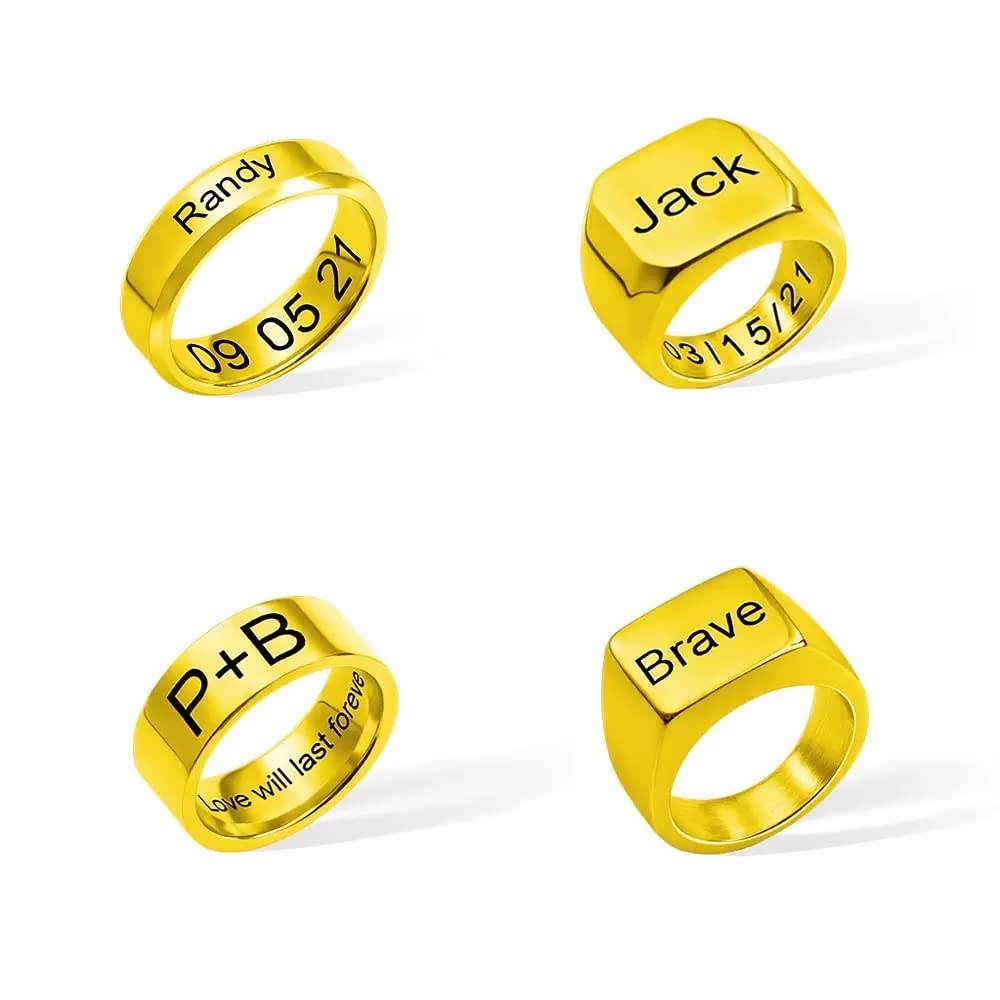 Custom Engraved Stainless Steel Wedding Band Rings for Men - Perfect Gift for Husband, Dad, Boyfriend - Comfort Fit & Durable for Daily Wear