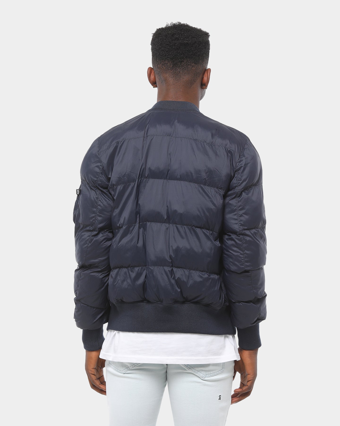 Alpha Industries MA-1 Echo Flight Bomber Jacket - Men's Lightweight Puffer Coat in Blue | Perfect for Casual Wear, Outdoor Adventures & Cold Weather Protection